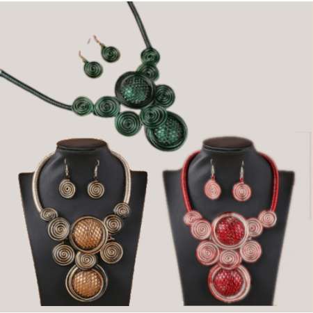 Spiral Design necklace with earring 1113B