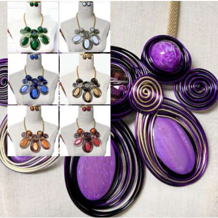 Geometric Acrylic Crystal Aluminum Wire Handmade Jewelry Set 302A