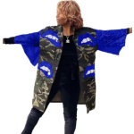 WOMEN FASHION CAMO SEQUINCE JACKET ROYAL BLUE 5167