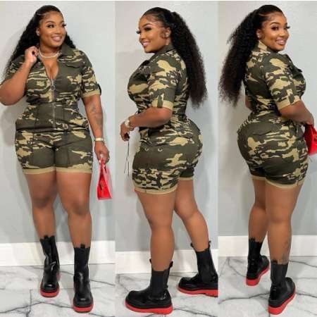 WHOLESALE | WOMEN SUMMER SHORT SLEEVE CAMO ROMPERS 183