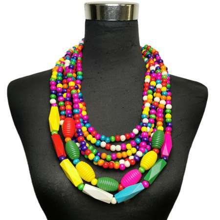 Bohemian style multilayer necklace, geometric beads 5183B