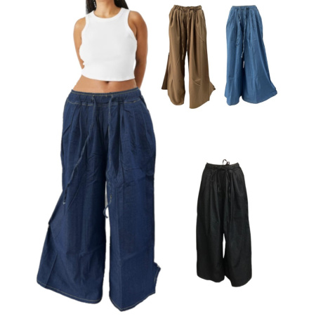 wholesale women Light Denim Wide Leg Pants-24080