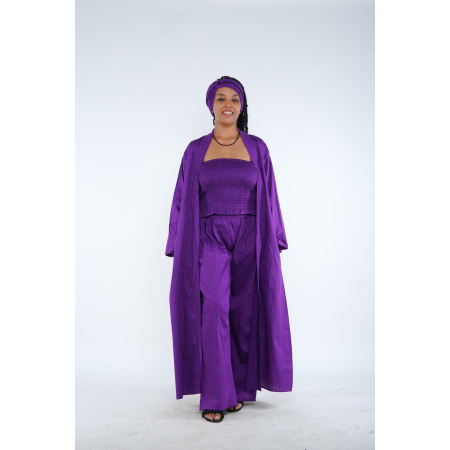 Purple Long Kimono | Duster | Robe | One Size | 3 Pcs Set | Women Fashion | Wholesale |Drs064