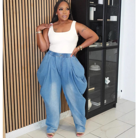 Draped Denim Jeans | Wholesale | Women-50805