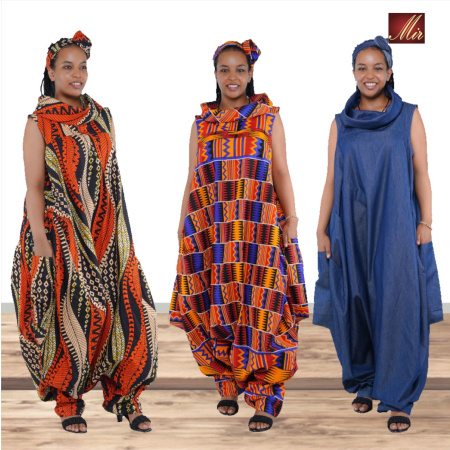 African Long High Neck Jumpsuit With Headwrap –5758 Wholesale | Women